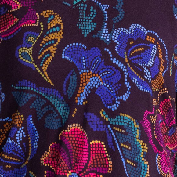 Johnny Was Janie Favorite Aphaia Long Swing Tee Floral Shirt Blue Pink Top NEW - Picture 5 of 7